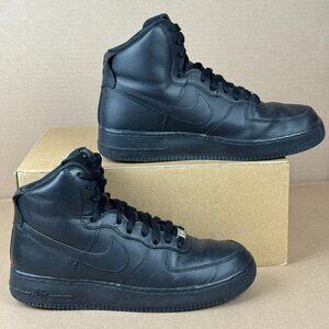 Nike Air Force 1 High Black Leather Sneakers Men’s US 10 EU 44 Pre-Owned